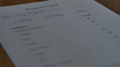 Report Card Grades Rack Focus 스톡 동영상 232791056