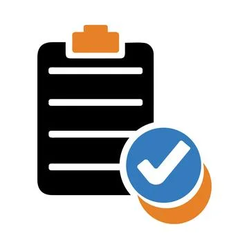 Report, check mark, tick, report checking icon Stock Illustration
