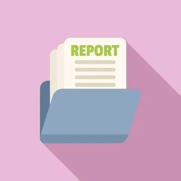 Report data folder icon flat vector. Business document Stockillustratie