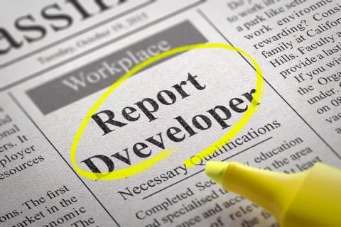 Report Developer Vacancy in Newspaper. イラスト素材