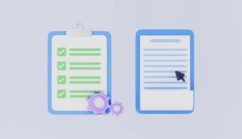 Report document with checklist 3d illustration Illustrazione stock