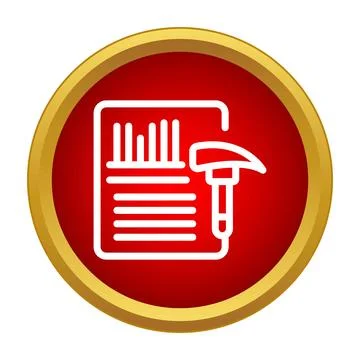 Report document with hammer icon evaluating data Stock Illustration