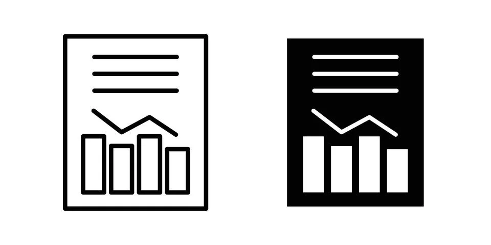 Report document icon drawing lines. Silhouette style vector bundle Stock Illustration