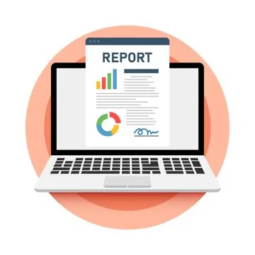 Report document icon in flat style. Dashboard plan vector illustration on i.. Stock Illustration