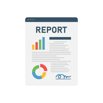 Report document icon in flat style. Dashboard plan vector illustration on i.. Stock Illustration