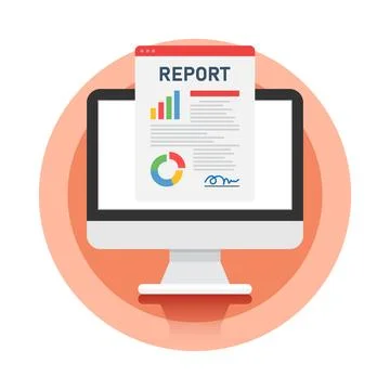 Report document icon in flat style. Dashboard plan vector illustration on i.. Stock Illustration