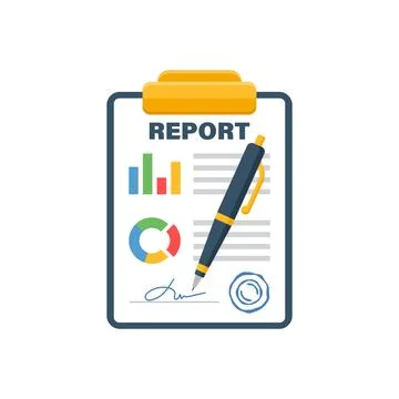 Report document icon in flat style. Dashboard plan vector illustration on i.. Stock Illustration