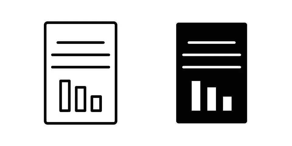 Report document icon silhouette vector set. thin line pack Stock Illustration