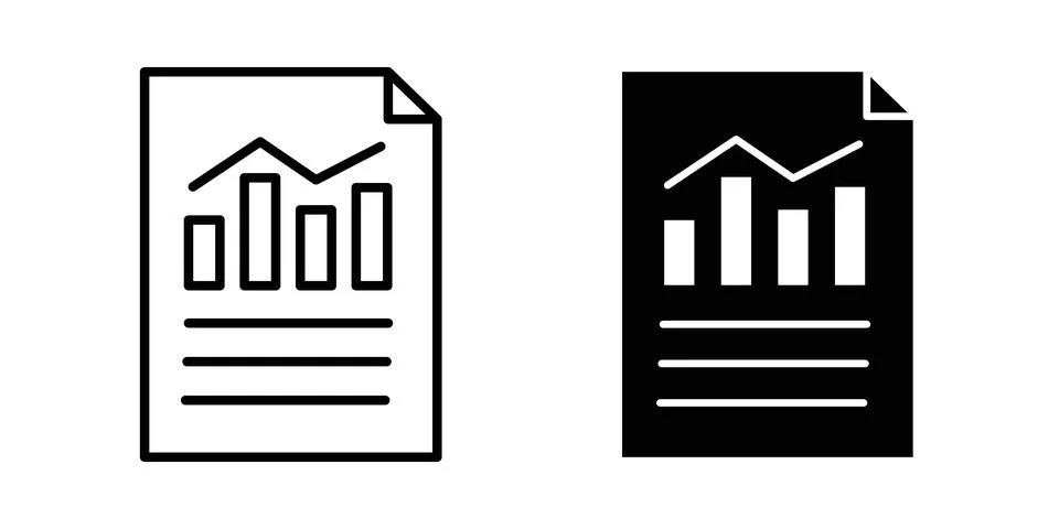 Report document icon symbol. Flat and Stroke Vector illustration Stock Illustration