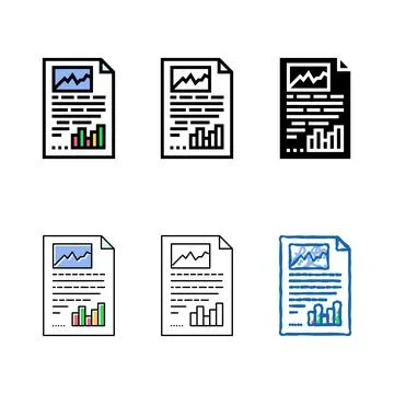Report document paper color icon vector mix 库存插图