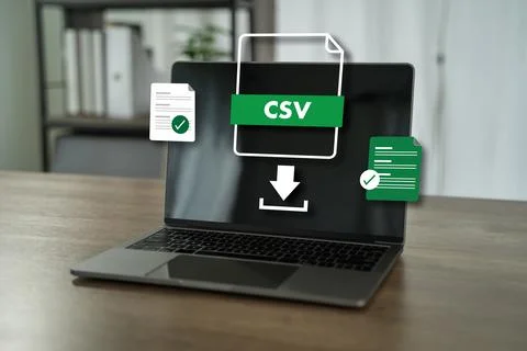 Report Download and Data Export workflow Export document sharing document t.. Stock Photos