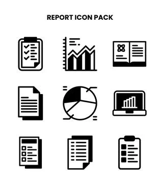 Report DuoTone Bundle Icons Pack Stock Illustration