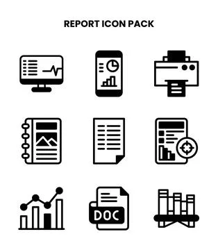 Report DuoTone Vector Icons Pack Stock Illustration