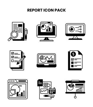 Report DuoTone Vector Icons Pack Stock Illustration