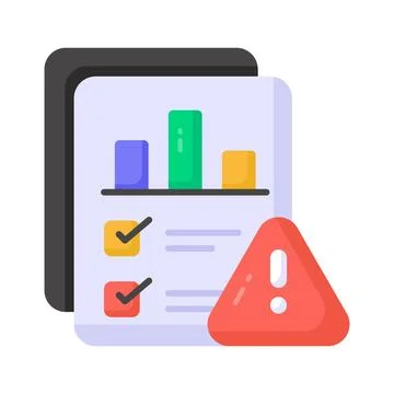 Report with exclamation mark, report alert, error, danger, analysis, attention Illustrazione stock