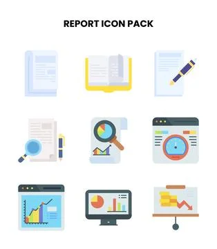 Report Flat Design Icons Pack Stockillustratie