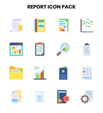 Report Flat Graphics Icons Pack Stock Illustration