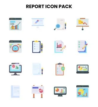 Report Flat Graphics Icons Pack Stock Illustration