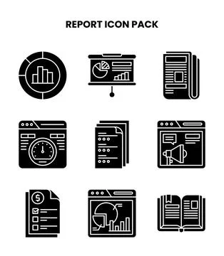 Report Glyph Bundle Icons Pack 스톡 일러스트