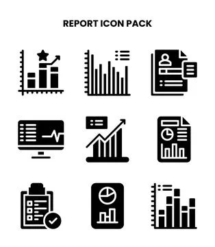 Report Glyph Design Icons Pack Stock Illustration