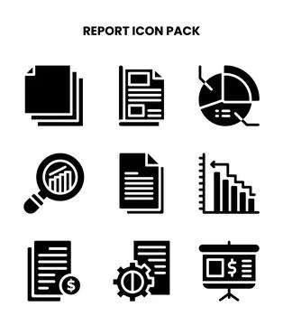 Report Glyph Icons Pack 库存插图