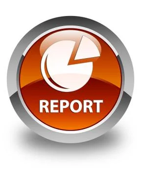 Report (graph icon) glossy brown round button Stock Illustration