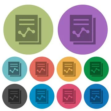 Report with graph solid color darker flat icons Stock Illustration