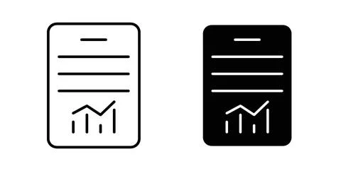 Report icon collection in black, Line icons, flat symbols Stock Illustration