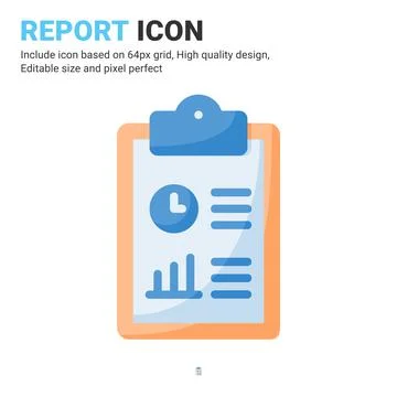 Report icon vector with flat color style isolated on white background Illustrazione stock
