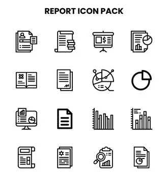 Report Line Bundle Icons Pack Stock Illustration