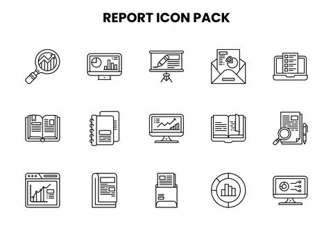 Report Line Graphics Icons Pack Stock Illustration