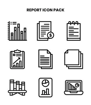 Report Line Icons Pack Stockillustratie