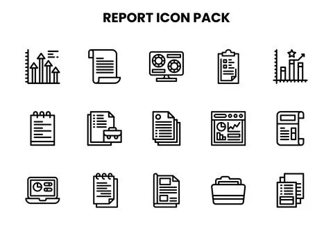 Report Line Scalable Icons Pack Stockillustratie