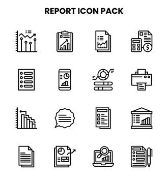 Report Line Set Icons Pack Illustrazione stock