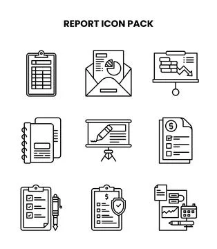 Report Line Set Icons Pack Stock Illustration