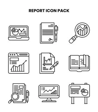 Report Line Set Icons Pack Stock Illustration