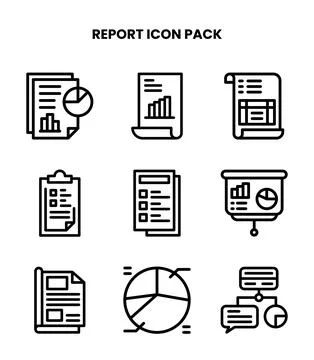 Report Line Vector Icons Pack 스톡 일러스트