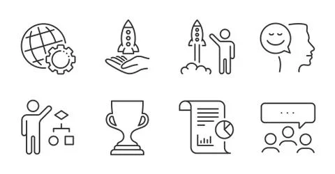 Report, Meeting and Algorithm icons set. Launch project, Crowdfunding and Good イラスト素材
