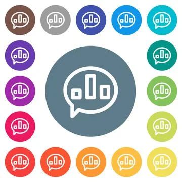 Report message bubble outline flat white icons on round color backgrounds Stock Illustration