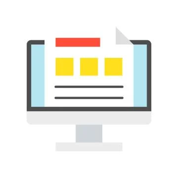 Report or data on computer screen, online database icon Illustrazione stock