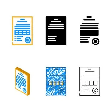 Report paper document color icon vector set Stock Illustration