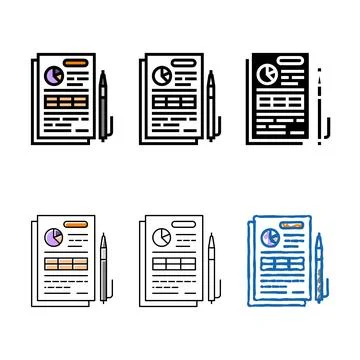 Report paper document color icon styles vector Stock Illustration