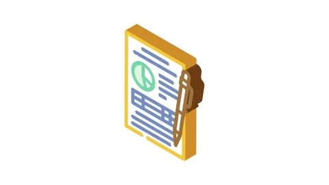 Report paper document isometric icon animation Stock Footage 327294090