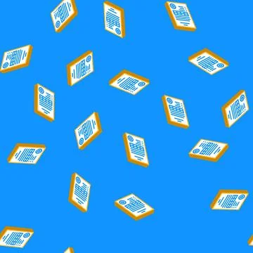 Report paper document isometric icon seamless pattern Stock Illustration