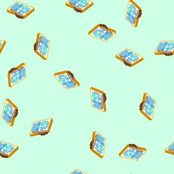 Report paper document isometric icon seamless pattern Illustrazione stock