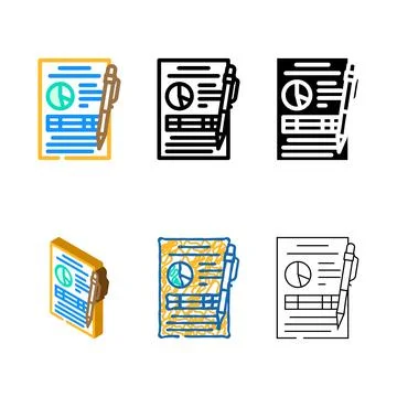 Report paper forms document color icon vector 스톡 일러스트