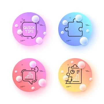 Report, Puzzle and Statistics timer minimal line icons. For web application 스톡 일러스트