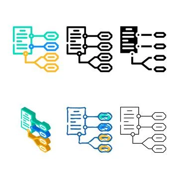 Report research color icon vector flat variety Stock Illustration
