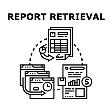 Report retrieval and data analysis process concept Stockillustratie