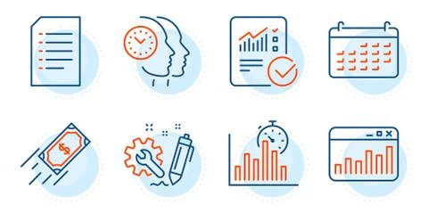 Report timer, Engineering and Document icons set. Vector イラスト素材